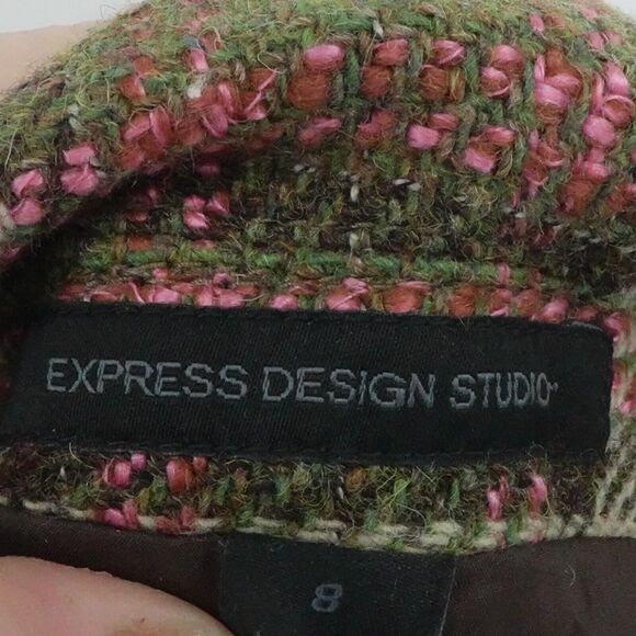 Express Blazer Sz 8 Beige Plaid Y2K Preppy Academia Equestrian English Country - Picture 3 of 13